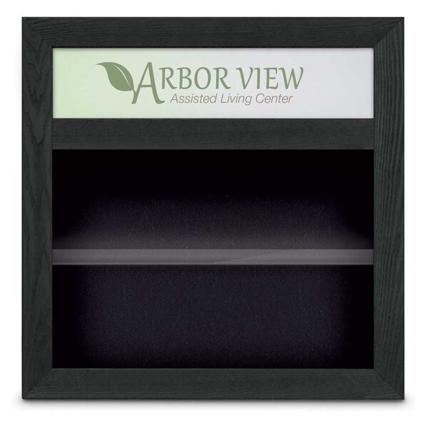Outdoor Enclosed Combo Board, 42"x32", Satin Frame/White Porc & Amethyst